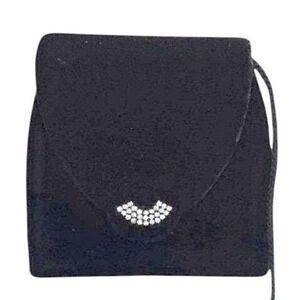 VTG 80s Carolyne Barton‎ Black Velvet Rhinestone Evening Purse 50s Style Rare